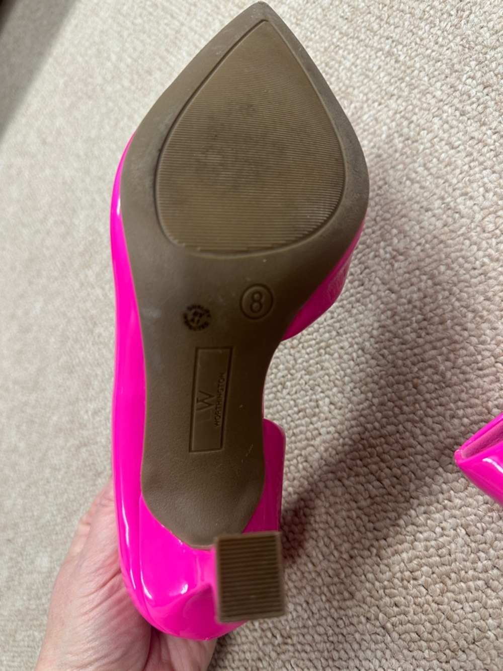 Worthington Women's Hot Pink Patent Pointed-Toe High Heels size 8 - Picture 4 of 5